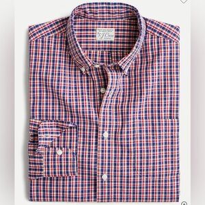 J. Crew Stretch Secret Wash Cotton Poplin Shirt in Check
